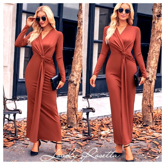 Sophisticated Slit Detail Twisted Surplice Dress - Picture 8 of 9